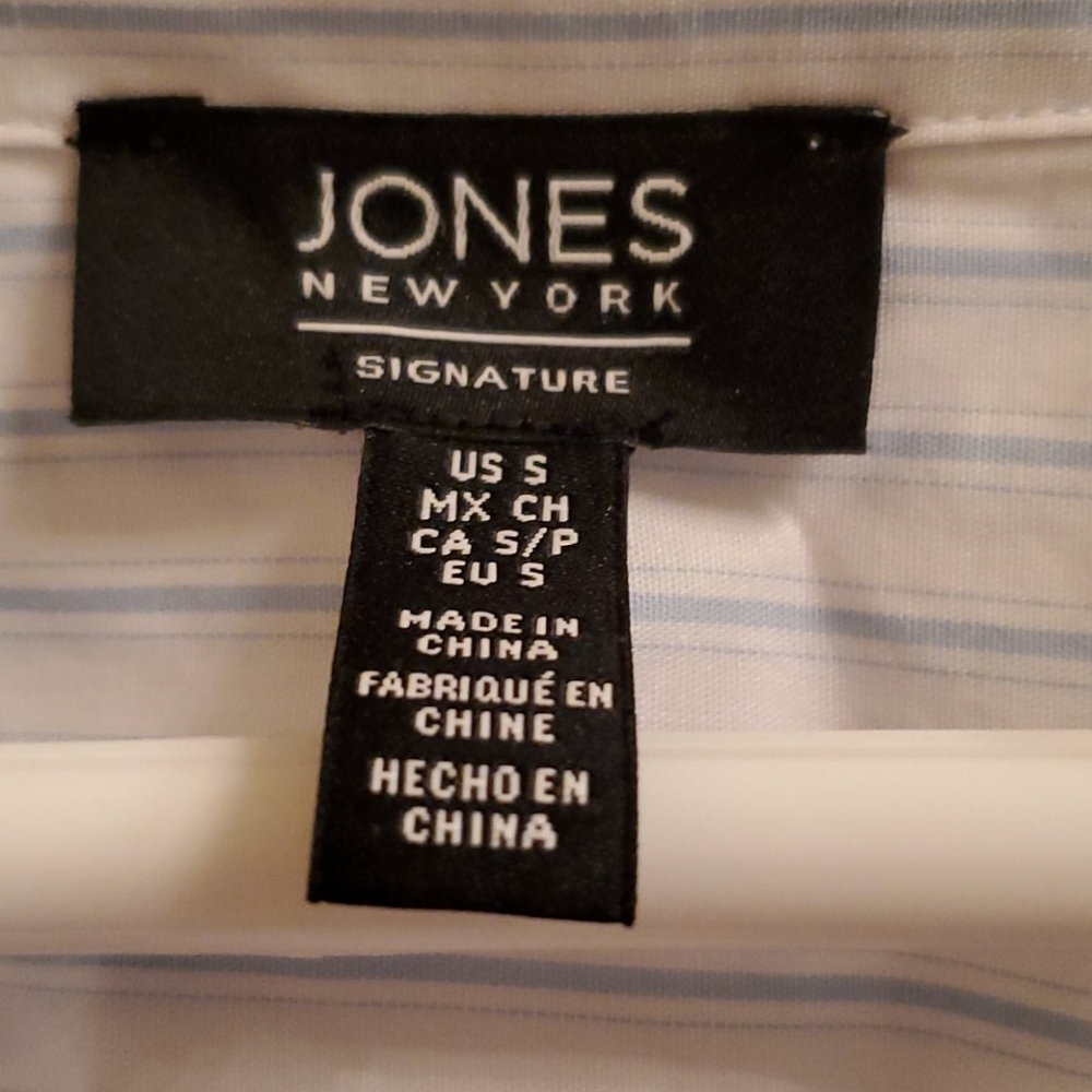 Jones New York Blue and white stripped blouse - Picture 4 of 6